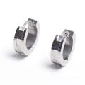 Orecchini a cerchio in acciaio inossidabile con texture geometrica a gradini lucidi - Argento (Singolo)