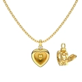 Goldene Herz-Medaillon-Halskette mit Hohlmuster und Zirkon auf weißem Hintergrund - Gold-Stil (DY190784-S-G-WH) (Halskette Ohne Steine) / 925er Silber