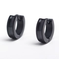 Minimalistische schwarze Edelstahl-Huggie-Ohrringe für Herren mit matter Nut - Schwarz