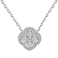 Elegante collana in argento sterling S925 con ciondolo a quadrifoglio in zircone - Oro Bianco Con Zirconia Bianca