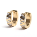 Orecchini a cerchio minimalisti in acciaio inox con finitura bicolore geometrica - Oro (Singolo)