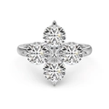 S925 sterling silver four-leaf clover ring with round cut cubic zirconia in silver finish - Size 6 / Clover Ring (DY120977) / White