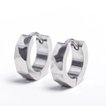 Orecchini a cerchio geometrici in acciaio inossidabile argento con design industriale - Pezzo Singolo / Argento