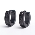 Minimalistische schwarze Edelstahl-Ohrringe mit Wellenmuster-Gravur für Damen und Herren - Schwarz (Einzelstück)