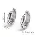 Men's retro rope texture stainless steel hoop earrings in vintage silver finish - Silver