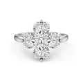 Exquisite S925 sterling silver four-leaf clover ring with heart-cut cubic zirconia - US 6 / White