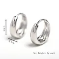 Pendientes de aro de cobre plateado para hombre, 1,6cm x 0,6cm, diseño minimalista - Plateado