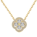 Collana in argento S925 con pendente quadrifoglio dorato e micro zirconi incastonati - Oro Zircone Bianco