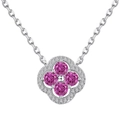 Collana in argento S925 con ciondolo a quadrifoglio e pietre di zircone rosa - Argento/Rosa Rosso