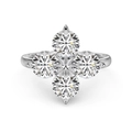 Elegante S925 sterling zilveren klaver ring met zirkonia en een gedetailleerd sterontwerp - US 6 / Platina Witte Zirkoon