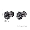Vintage stainless steel skull sunflower stud earrings for men with size measurements - Silver (Single)