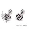 Vintage zilveren barbell bloem oorbellen met zwarte steen van 1,2 cm hoogte - Zilver (Per Stuk)