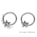 Minimalist silver star hoop earrings with dimensions 1.5cm by 1.3cm in a modern style - Silver