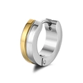 Orecchini a cerchio bicolore in acciaio inossidabile con finitura lucida oro e argento - Oro e Argento Bicolore (Pezzo Singolo)