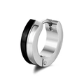Orecchini a cerchio minimalisti bicolore in acciaio inossidabile argento e nero - Nero e Argento Bicolore (Pezzo Singolo)