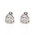 Exquisite flower stud earrings with marquise-cut cubic zirconia and silver plating - Silver