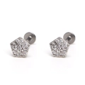 Sparkling star cartilage stud earrings with clear zircon pavé in surgical steel - Silver