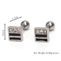 Pendientes geométricos cuadrados con circonitas claras y rayas de esmalte negro - Plata (Individual)