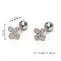 Orecchini a fiore in argento con cristalli e chiusura a vite, lunghezza di 1.3 cm - Argento (Singolo)