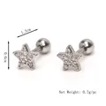 Boucles d'oreilles pentagramme avec zircons blancs et fermoir à vis, 1.3cm diamètre - Argenté