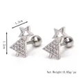Orecchini a perno a forma di albero di Natale con zirconi e chiusura a sfera a vite - Stile Argento (Orecchino Singolo)
