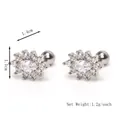 Evil eye flower stud earrings in stainless steel with marquise cubic zirconia 1.4x1.1cm - Silver