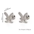 Silver stainless steel zodiac stud earrings with zirconia stones and screw ball back - Silver (Single)