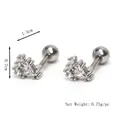 Orecchini a lobo geometrici con zirconi e chiusura a vite, misura 1,4cm x 0,7cm - Argento
