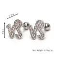 Zilveren VS-letter oorknopje met zirkonia en schroefsluiting, afmeting 1,3 cm x 1,0 cm - Zilver (Enkel Stuk)