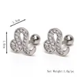 Orecchini a lobo segno zodiacale Leone in argento con zirconi, misura 1,3 cm x 1,0 cm - Argento (Pezzo Singolo)