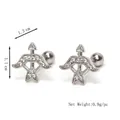Cupid Bogen und Pfeil Ohrstecker mit funkelnden Kristallen und Schraubverschluss - Pfeil- und Bogenform (SY882) / Silber (Einzelstück)