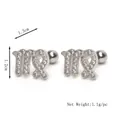 Polished silver Virgo zodiac stud earrings with sparkling cubic zirconia stones - Silver (Single Piece)