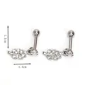 Orecchini a foglia in acciaio inossidabile con zirconi bianchi e dimensioni del prodotto - Stile Foglia (SY893) / Argento
