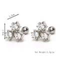 Drei-Cluster Zirkonia Blume Ohrstecker aus Edelstahl mit Schraubverschluss 1,5cm x 1,0cm - Silber (Einzelstück)