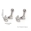 Orecchini a perno minimalisti in acciaio inossidabile con zirconi marquise da 1,1 cm - Argento (Singolo)