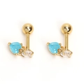 Boucles d'oreilles cœur en or avec saphir bleu et fermoir à vis pour femmes élégantes - Doré
