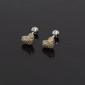 Orecchini a cuore in argento con cristalli gialli e chiusura a vite a sfera sicura - Strass Giallo (Pezzo Singolo)