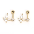 Detail of butterfly stud earrings with marquise cubic zirconia and screw-back closure - Butterfly / Gold (1PC)