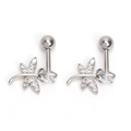 Elegant silver dragonfly stud earrings with sparkling cubic zirconia on a white background - Single Piece / Silver
