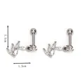 Zircon flower cartilage stud earrings in stainless steel with screw ball back closure - Silver Style (Single Piece)