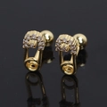 Boucles d'oreilles créatives trombone épingle de sûreté en or 18 carats avec zircons cubiques - Ton Or (Seule Pièce Sans Complément)
