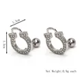 Orecchini a ferro di cavallo in argento con micro-cristalli e chiusura a vite, 1.3cm - Argento
