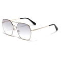 2024 stylish square oversized metal frame sunglasses with grey gradient lenses - Light Gray