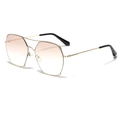 Square oversized metal sunglasses with gold frame and gradient brown lenses for men and women - Gold Coating