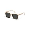 Occhiali da sole quadrati oversize beige con lenti grigie e dettagli in metallo argento - Montatura Beige Lente Grigia