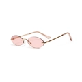 Retro rimless oval sunglasses with pink lenses and delicate gold metal frames for style - Red