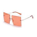 Gafas de sol cuadradas sin montura con lentes naranjas y patillas de metal dorado - Naranja