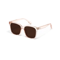 Lunettes de soleil carrées rétro avec monture rose transparent et verres foncés - Thé Transparent