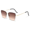 Mens square semi-rimless sunglasses with brown gradient lenses and gold metal temples - Gradient Tea