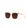 Retro oversized square sunglasses with transparent pink frame and brown tinted lenses - Transparent Tea